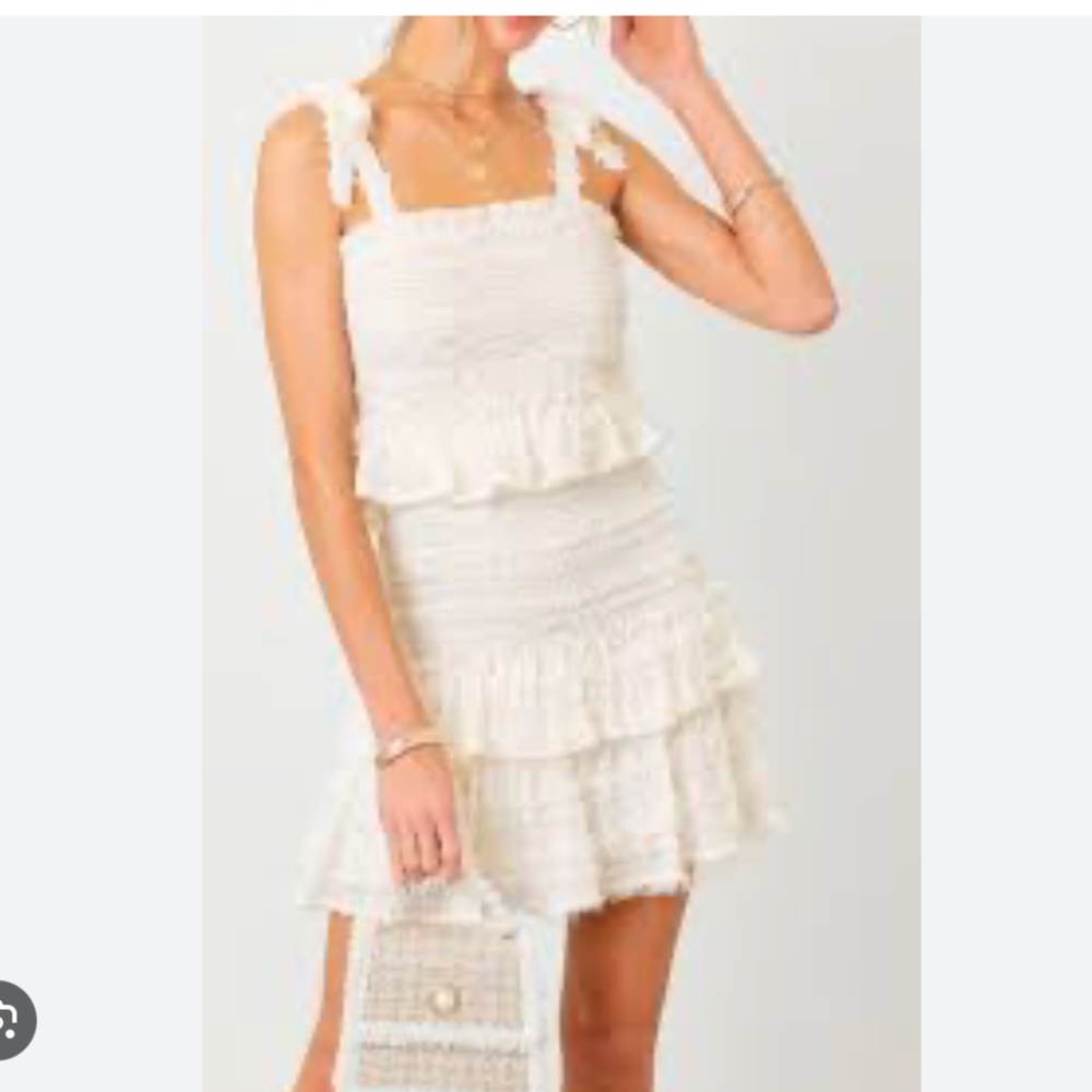 boutique dress Marley Smocked Ruffle Dress in White